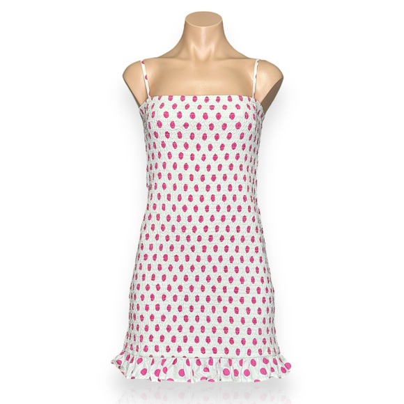 LOVERS + FRIENDS Burson Polka Dot Mini Dress - Pink/White - Picture 2 of 6